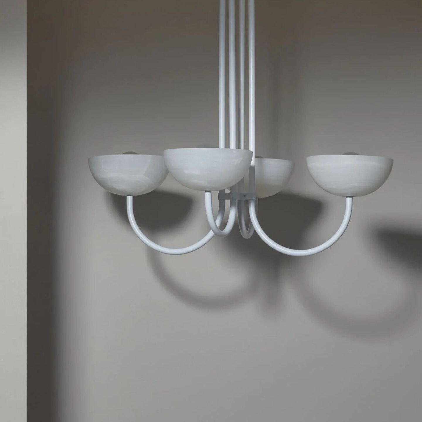 Aurelia Chandelier Narrow White Onyx & White Satin
